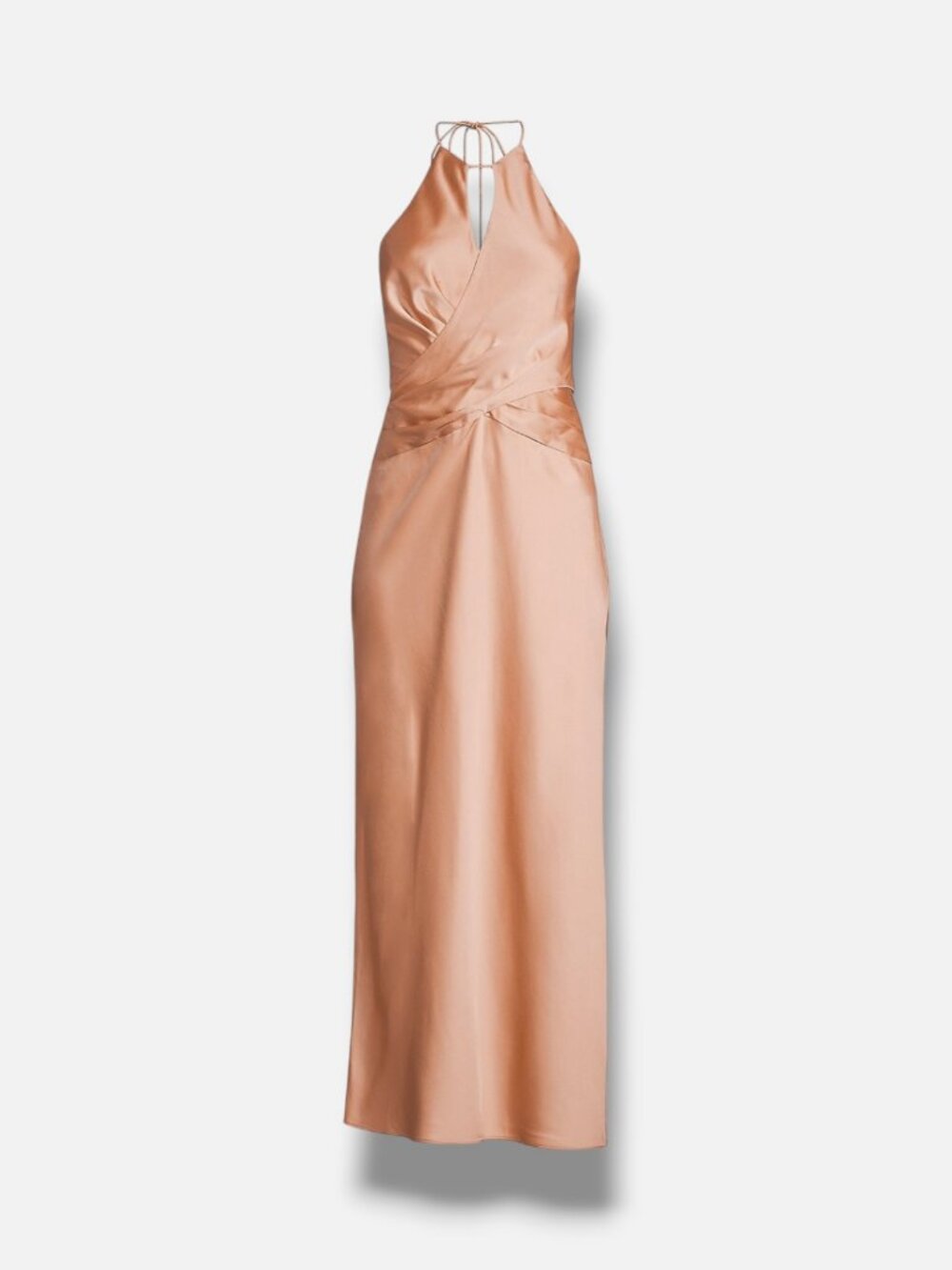 Significant Other Women Beige Alix Satin Halter Crossover Midi Dress Size: 8